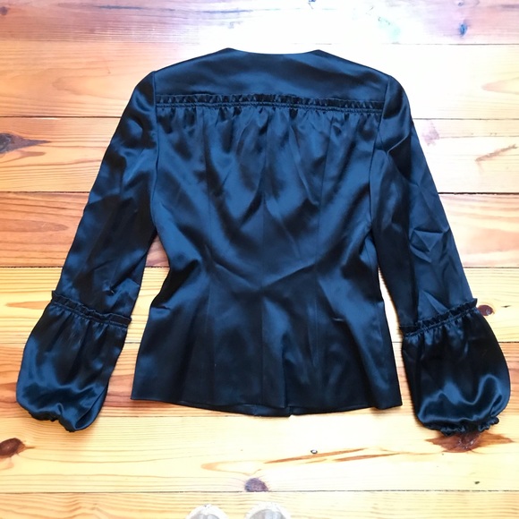 Worth Black Satin Flare Sleeve Jacket, EUC, 4 - Picture 12 of 13